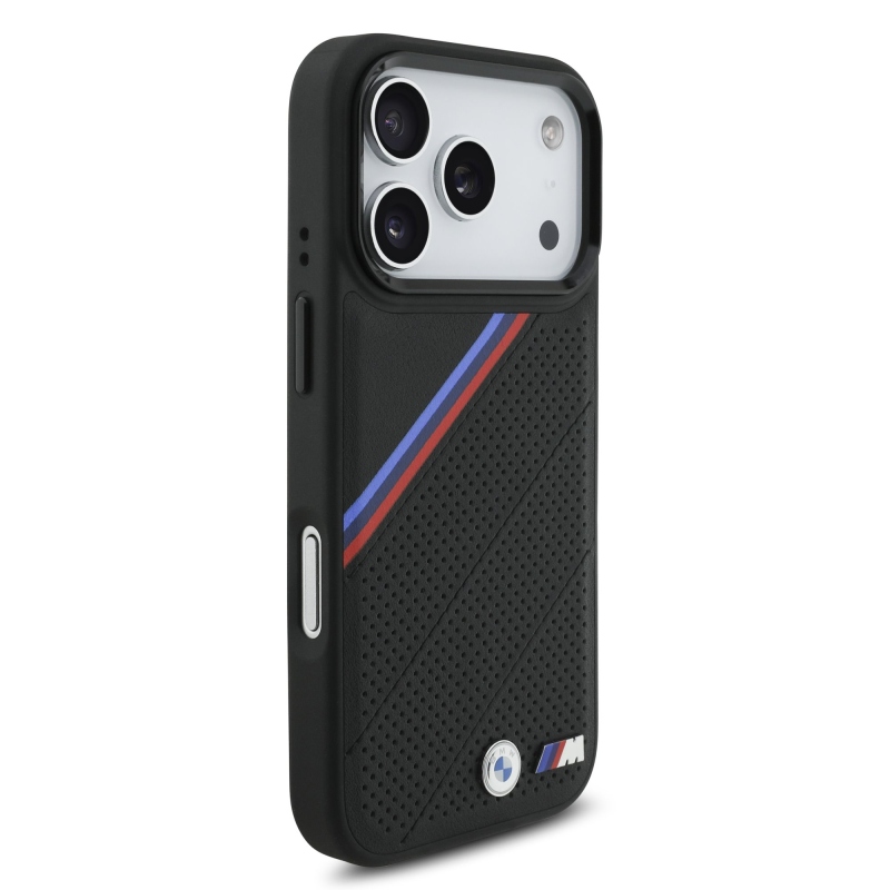 BMW M Tricolor Perforated Pattern MagSafe Kryt pro iPhone 17 Pro Black