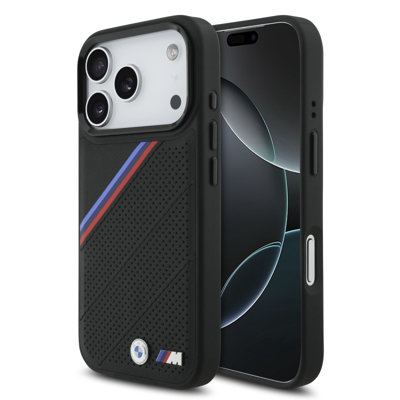 BMW M Tricolor Perforated Pattern MagSafe Kryt pro iPhone 17 Pro Black