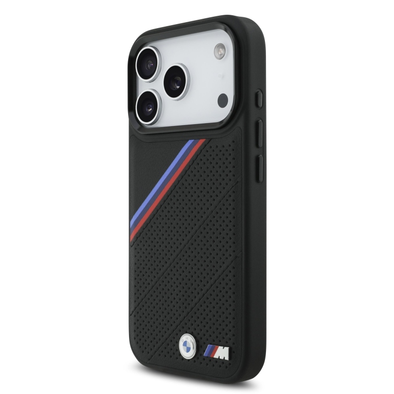 BMW M Tricolor Perforated Pattern MagSafe Kryt pro iPhone 17 Pro Black