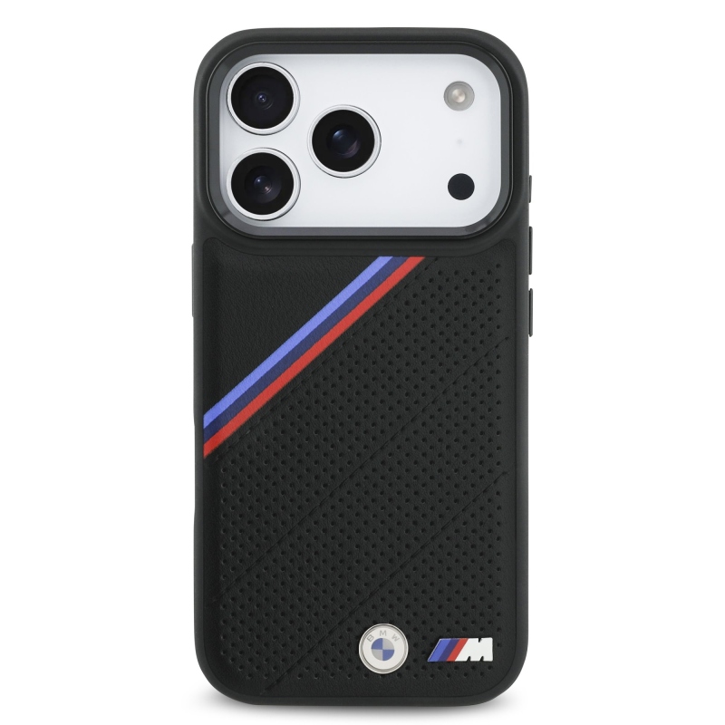 BMW M Tricolor Perforated Pattern MagSafe Kryt pro iPhone 17 Pro Black