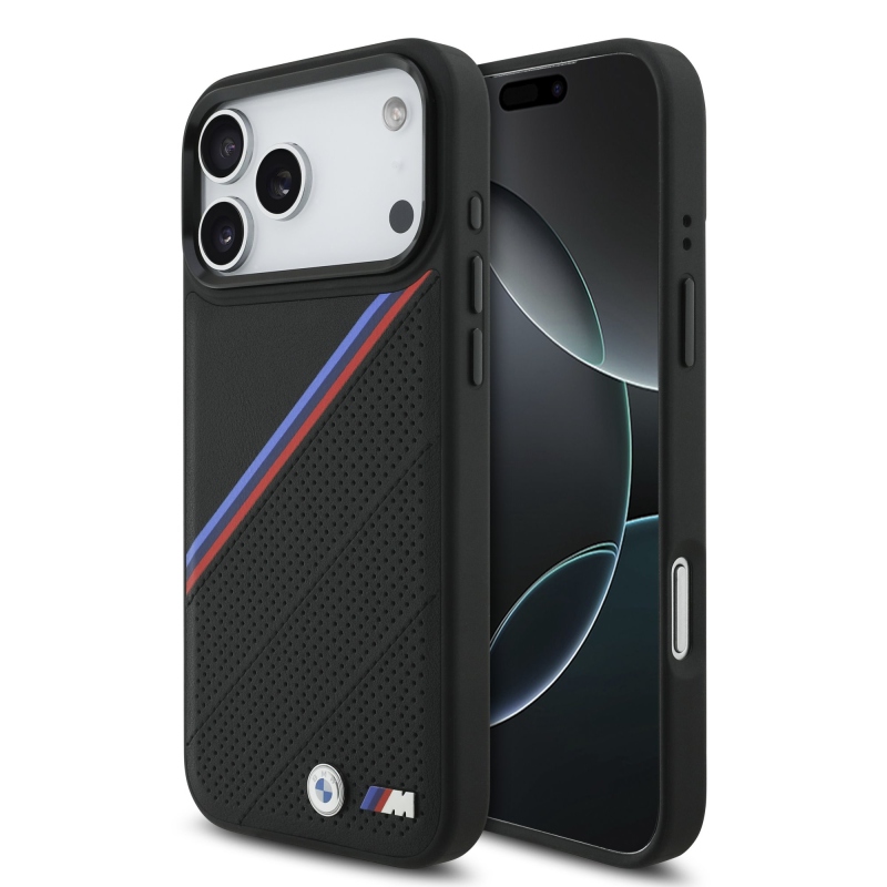 BMW M Tricolor Perforated Pattern MagSafe Kryt pro iPhone 17 Pro Max Black
