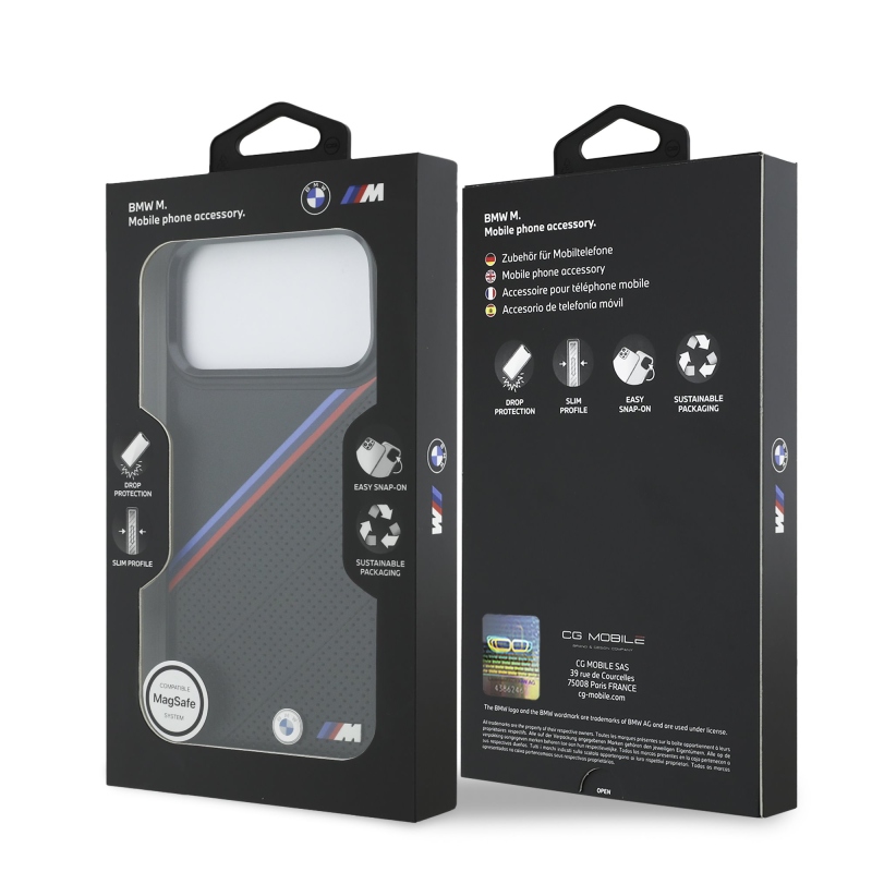 BMW M Tricolor Perforated Pattern MagSafe Kryt pro iPhone 17 Pro Max Black