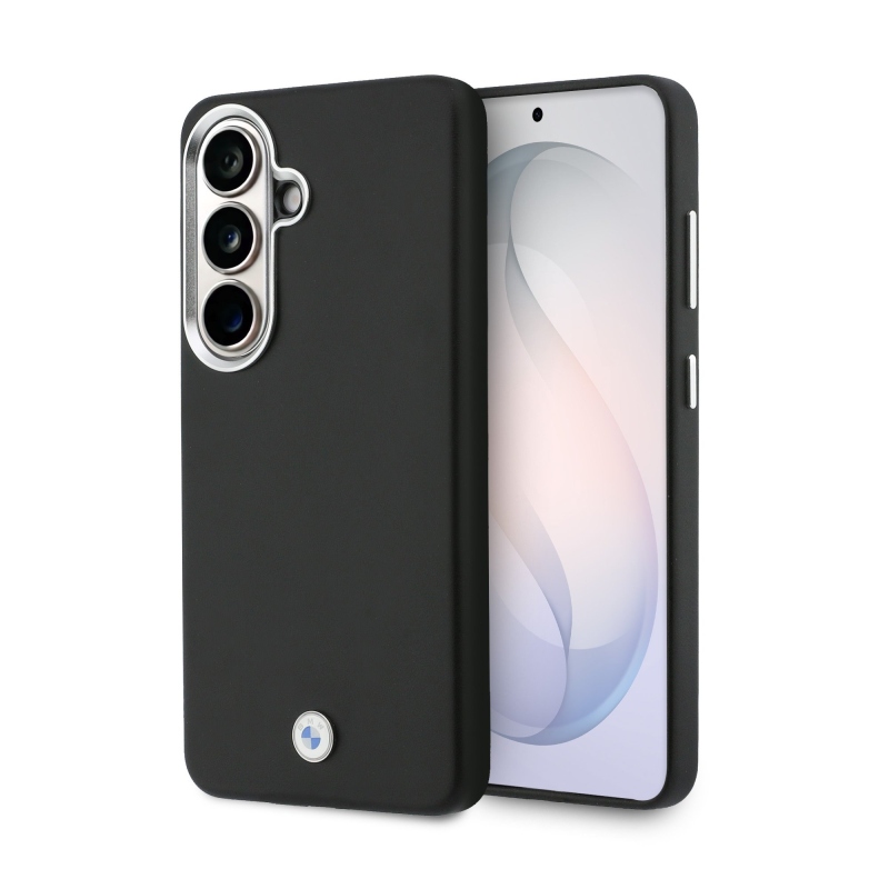 BMW Signature PU Leather Metal Logo Magnetic Zadní kryt pro Samsung Galaxy S26 Black