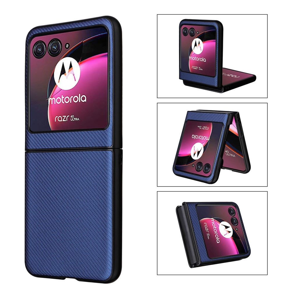 Textury plastový kryt s umělou kůží na Motorola Razr 40 Ultra 5G - modrý