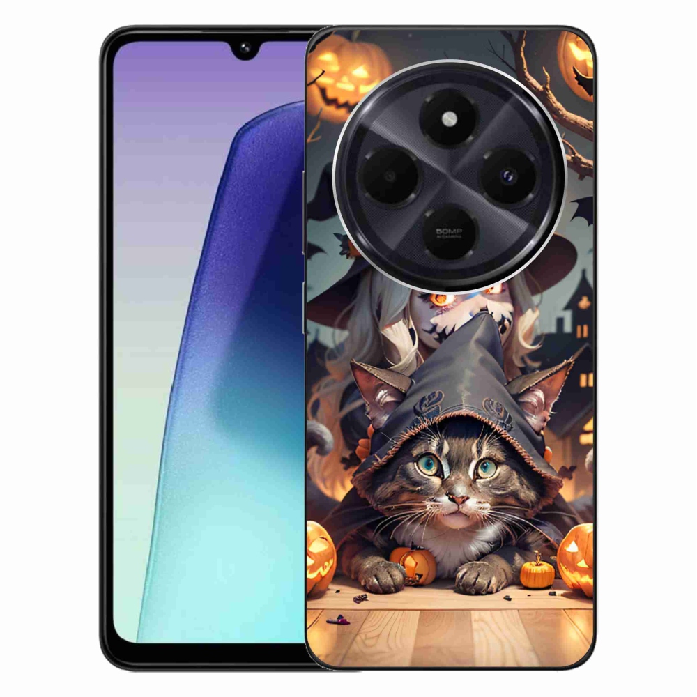 Gelový kryt mmCase na Xiaomi Redmi 14C/Poco C75 - čarodějnice s kočkou