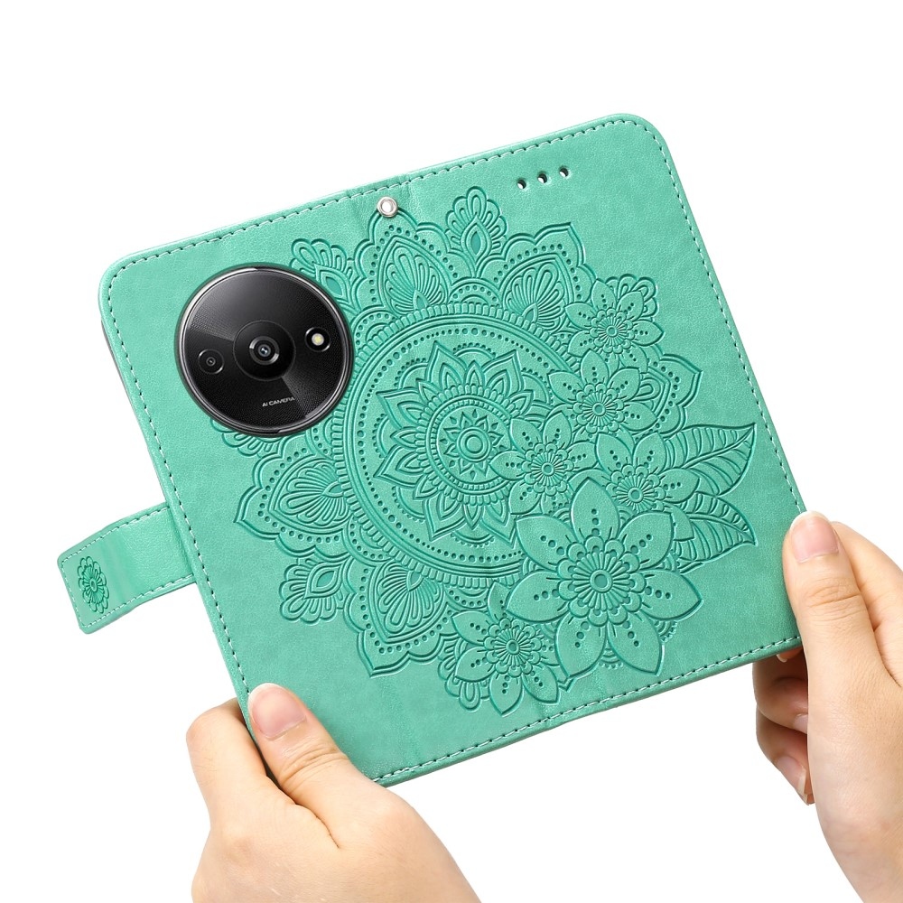 Mandala knížkové pouzdro na Xiaomi Redmi A3 - modrozelené
