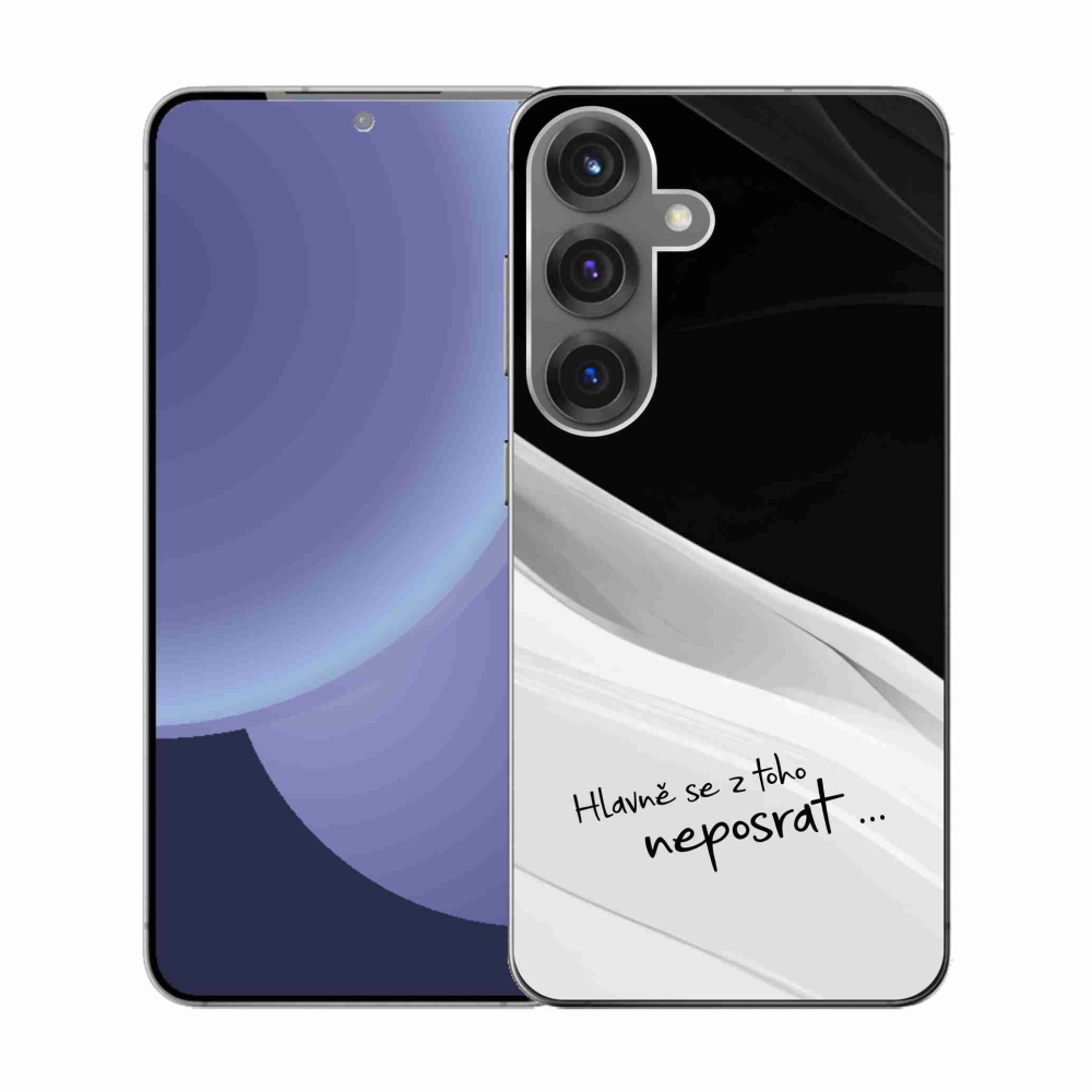 Gelový kryt mmCase na Samsung Galaxy S25 - vtipný text 13 bíločerné pozadí