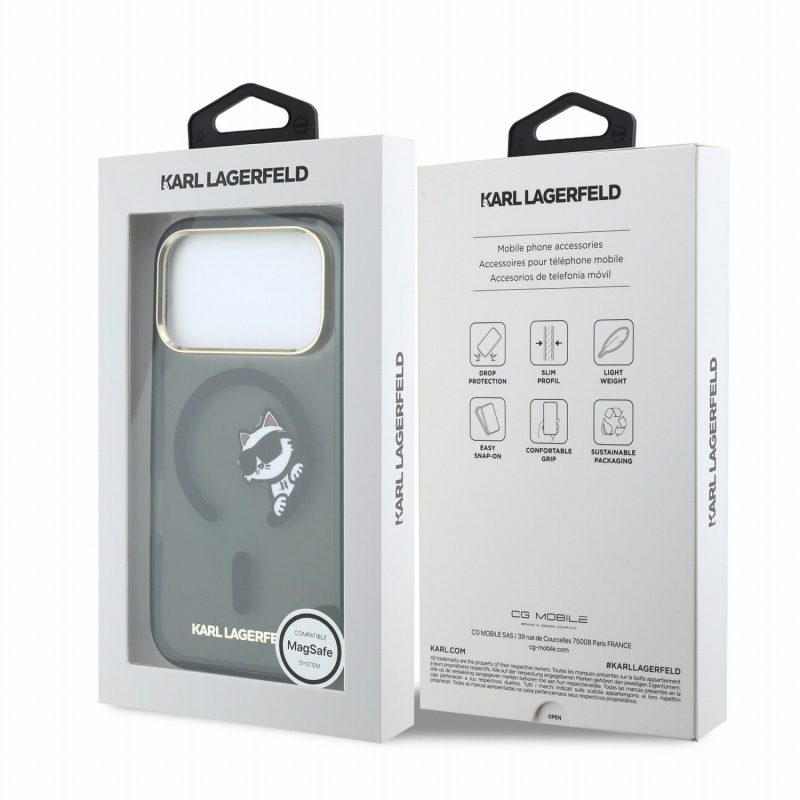 Karl Lagerfeld IML Choupette Peekaboo Magsafe Zadní Kryt pro iPhone 18 Pro Max Black