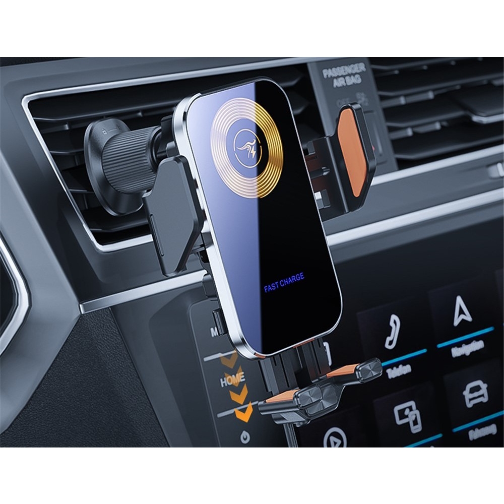 X15 bezdrátová nabíječka do auta s držákem do ventilace 15 W - stříbrná