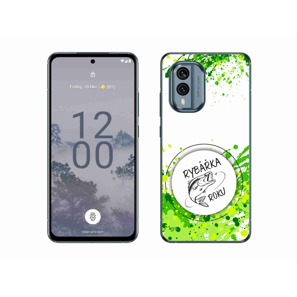 Gelový kryt mmCase na Nokia X30 5G - rybářka roku bílé pozadí