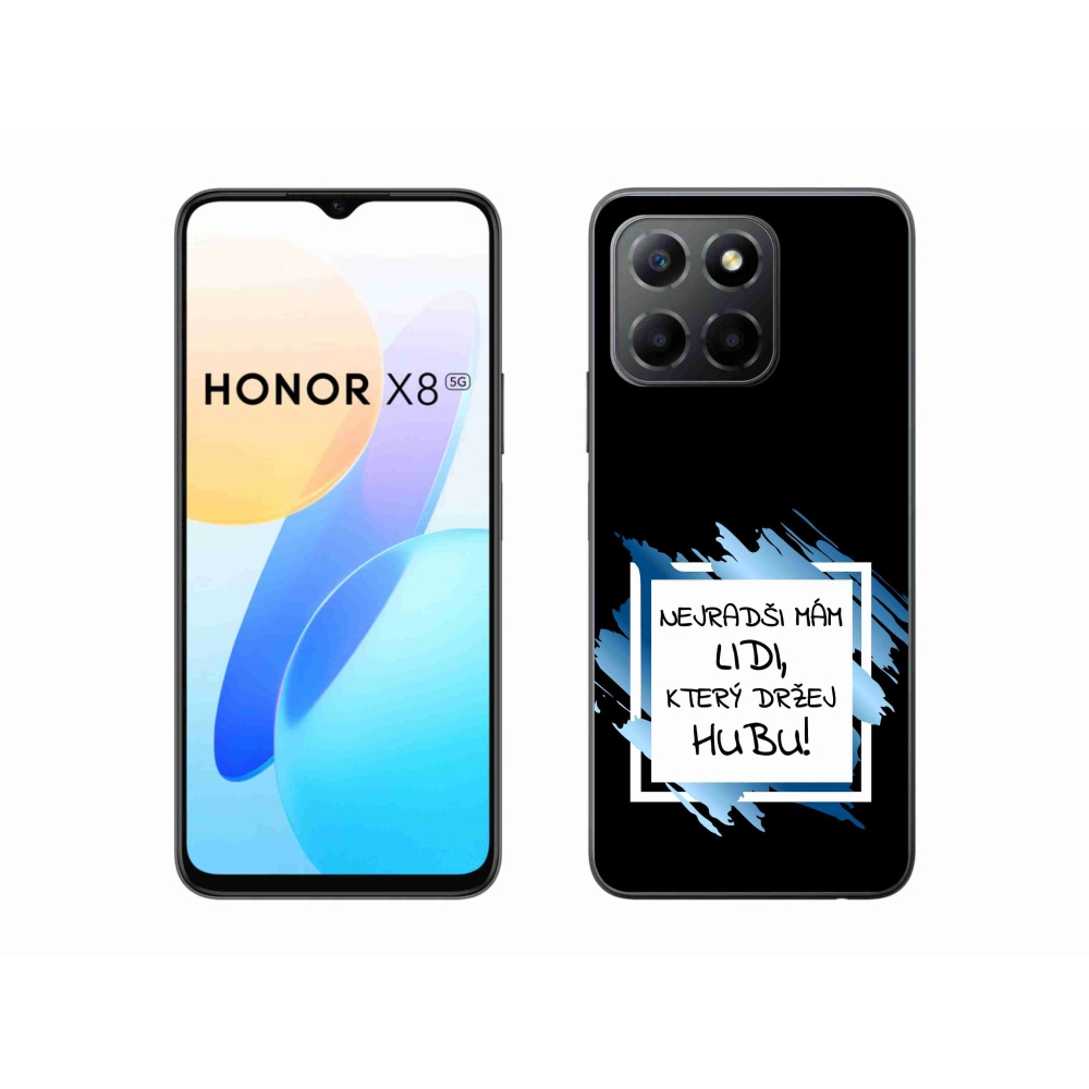Gelový kryt mmCase na Honor X8 5G/Honor 70 Lite 5G - vtipný text 7 bíločerné pozadí