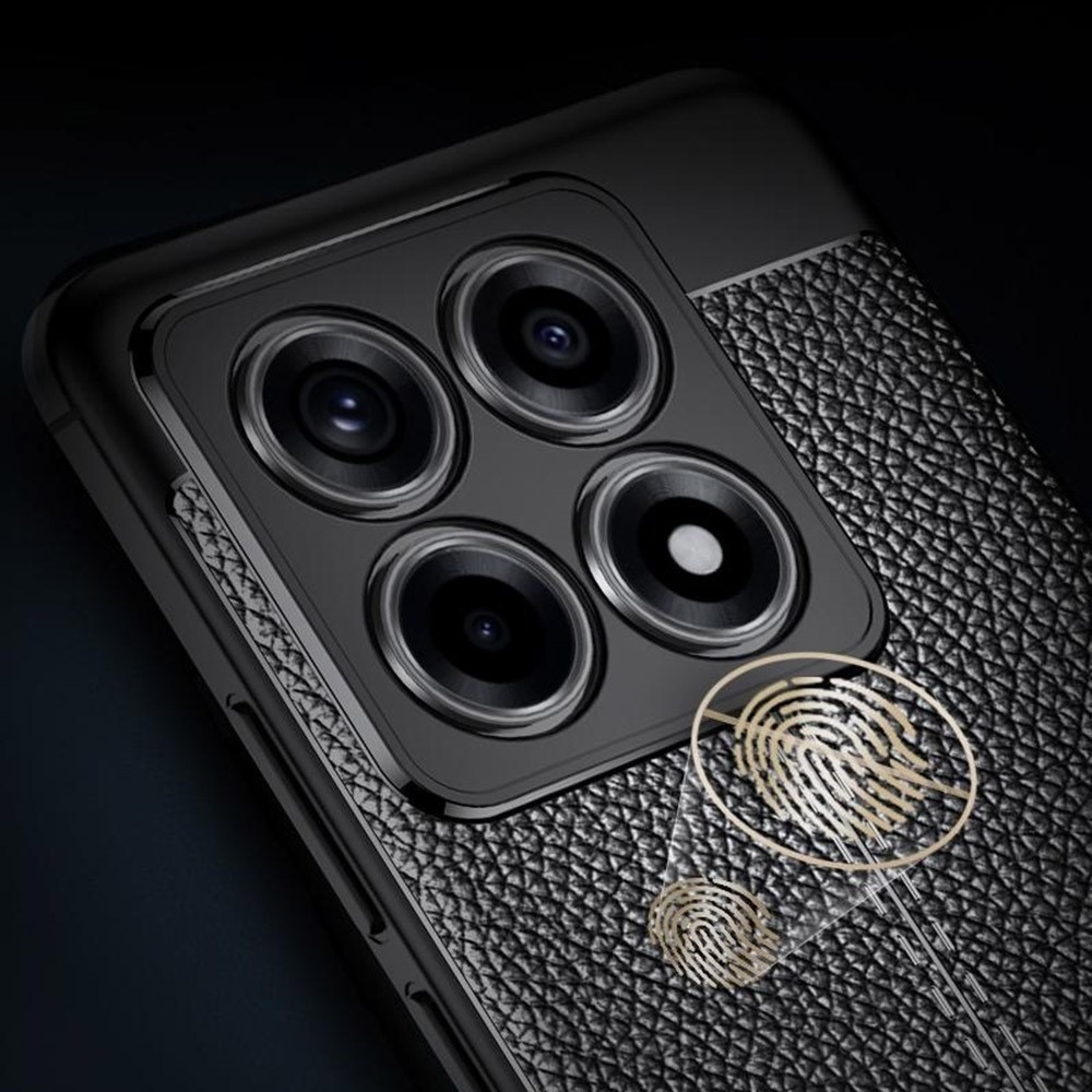 Litchi odolný gelový obal na Xiaomi 14T - černý