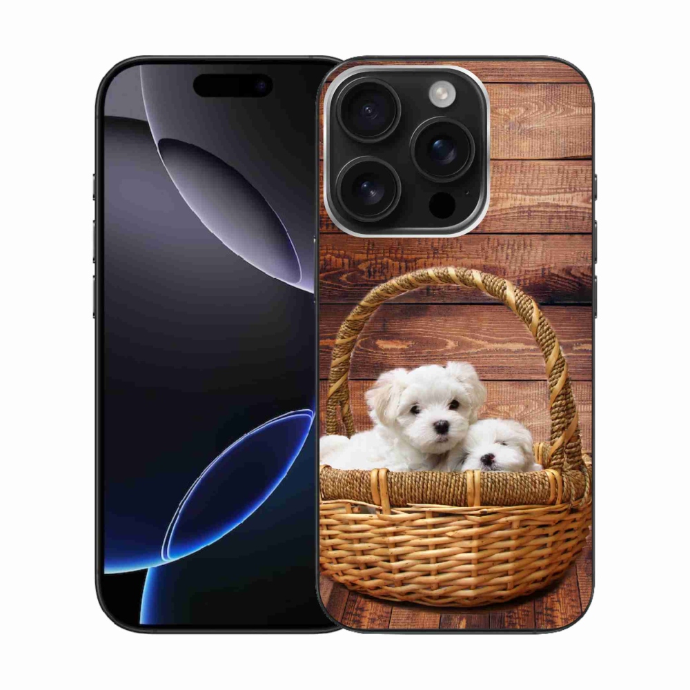 Gelový kryt mmCase na iPhone 16 Pro - štěňátka