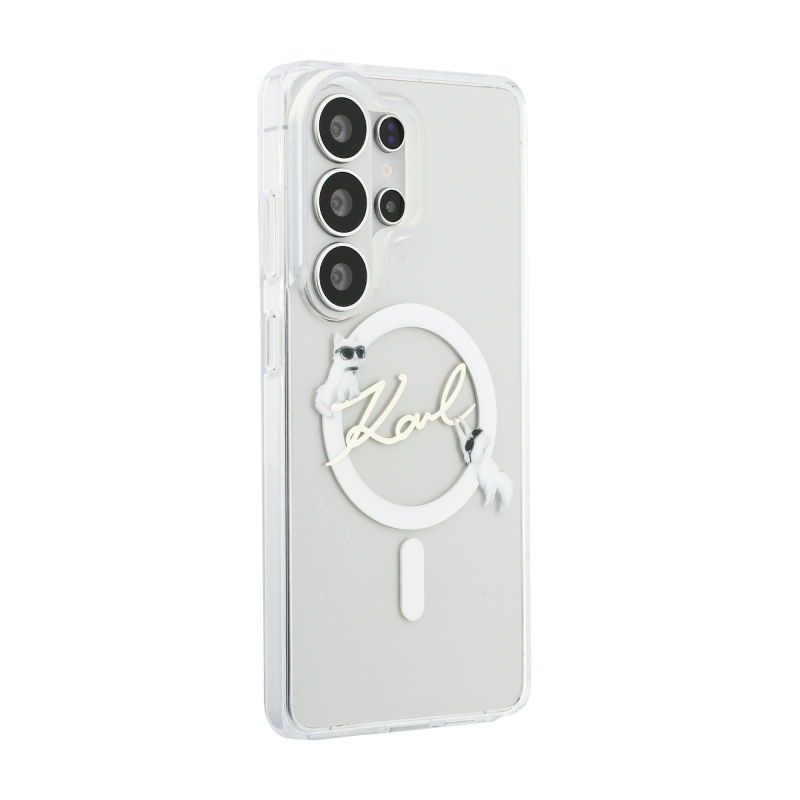 Karl Lagerfeld IML Choupette Karl Script Logo Magnetic Zadní Kryt pro Samsung Galaxy S26 Ultra Transparent