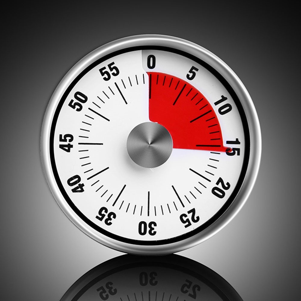 Mechanický kuchyňský časovač z nerezové oceli - bílý