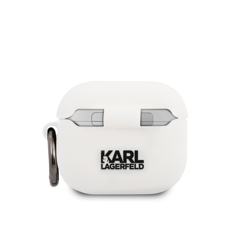 Karl Lagerfeld Choupette Head Silikonové Pouzdro pro Airpods 3 White