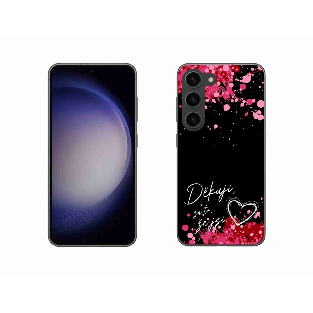 Gelový kryt mmCase na Samsung Galaxy S23 5G - zamilovaný text 2 černé pozadí