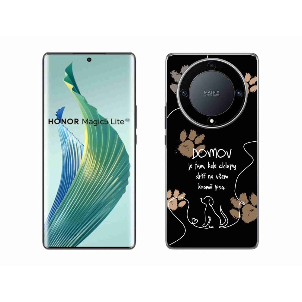 Gelový kryt mmCase na Honor Magic 5 Lite 5G - psí motiv černé pozadí