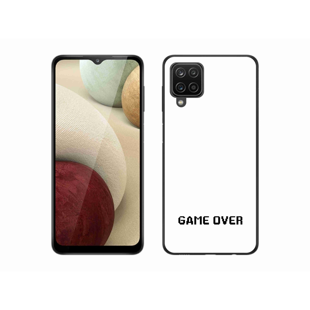 Gelový kryt mmCase na Samsung Galaxy M12 - game over bílé pozadí
