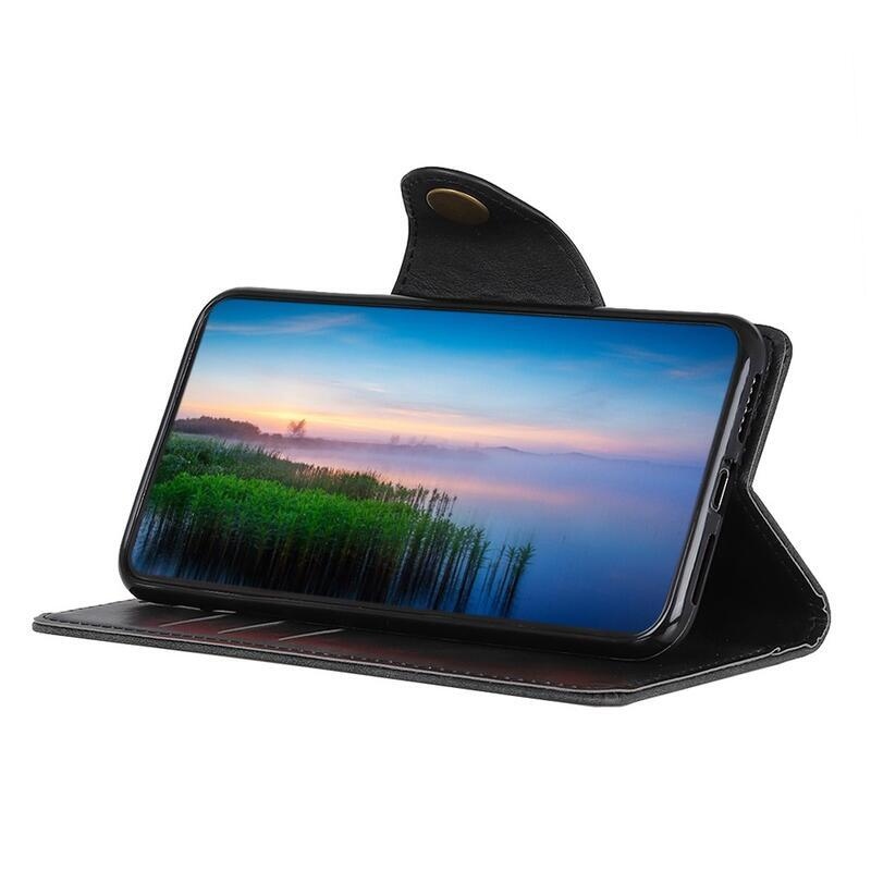 Brass PU kožené peněženkové pouzdro na mobil Oppo Reno 5 Z 5G - černé