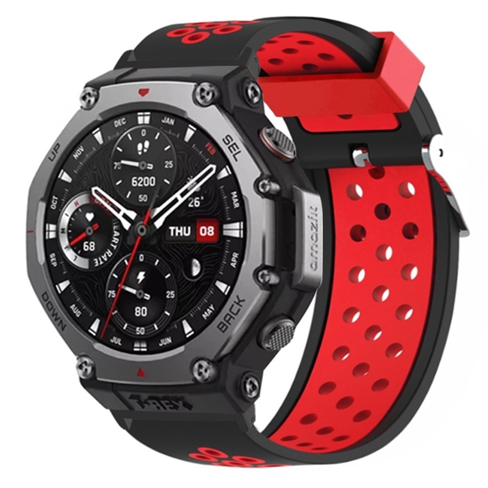 Breath silikonový řemínek na Amazfit T-Rex 3 - černý/červený