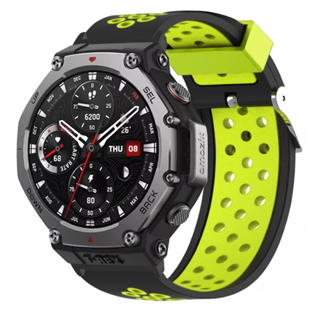 Breath silikonový řemínek na Amazfit T-Rex 3 - černý/zelený