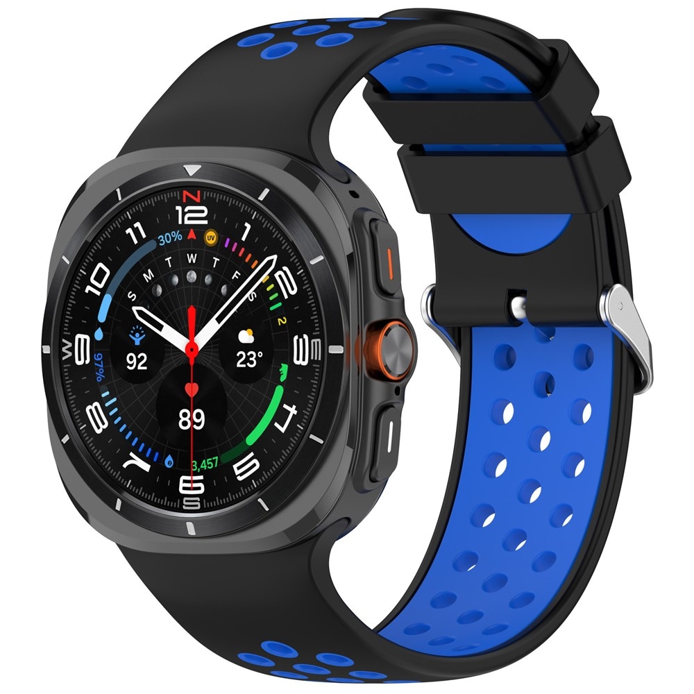 Breath silikonový řemínek na Samsung Galaxy Watch Ultra (2025) 47mm - černý/modrý