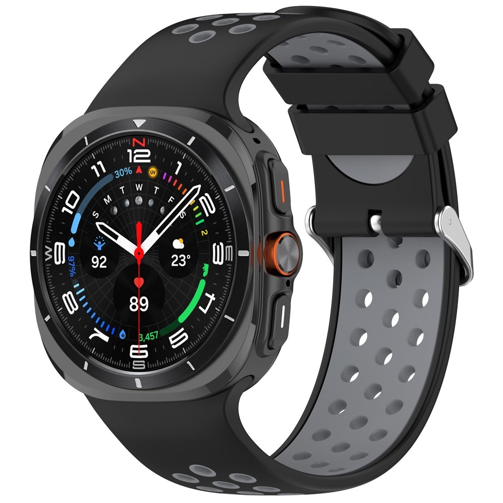 Breath silikonový řemínek na Samsung Galaxy Watch Ultra (2025) 47mm - černý/šedý