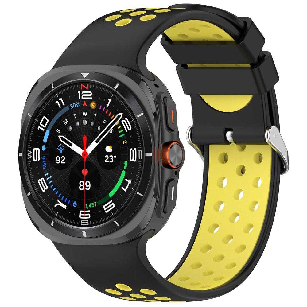 Breath silikonový řemínek na Samsung Galaxy Watch Ultra (2025) 47mm - černý/žlutý