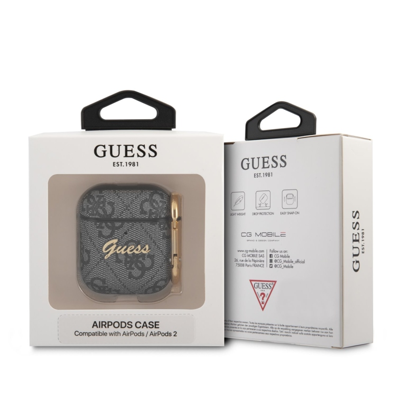 Guess 4G Script PC/PU Pouzdro pro Airpods 1/2 Grey
