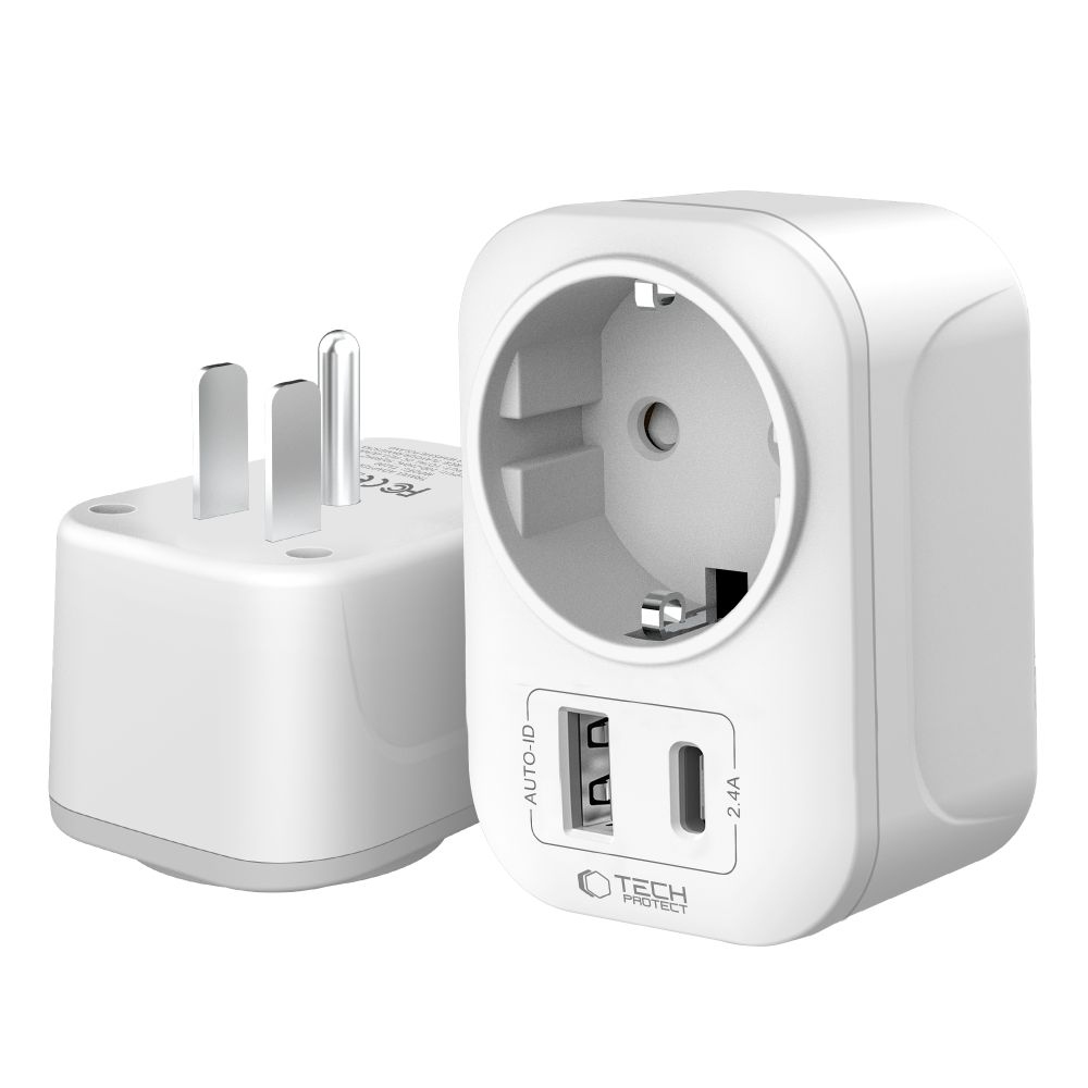 Tech-Protect TA100 cestovní adaptér EU na US s USB-C a USB-A