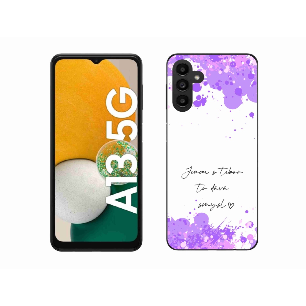Gelový kryt mmCase na Samsung Galaxy A13 5G - zamilovaný text bílé pozadí