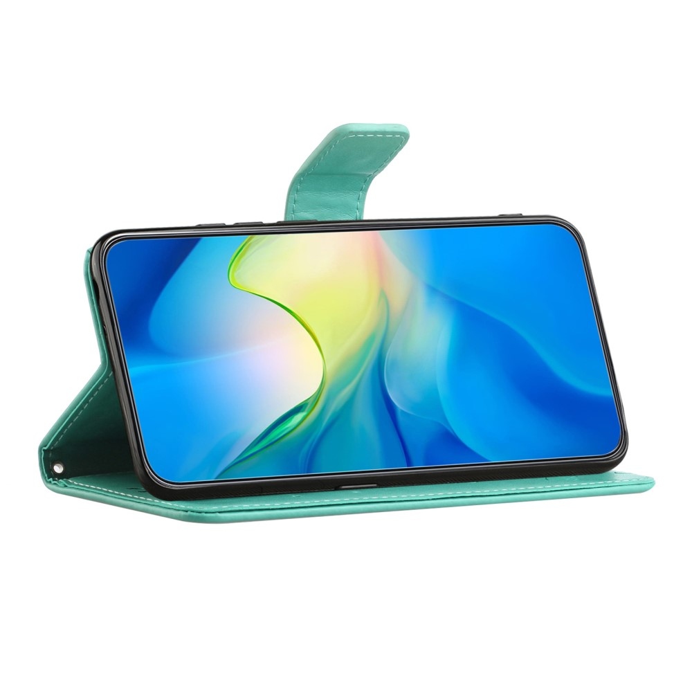 Flower knížkové pouzdro na Samsung Galaxy A36 5G - modrozelené