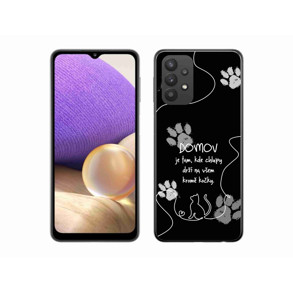 Gelový kryt mmCase na Samsung Galaxy A32 5G - kočičí motiv černé pozadí