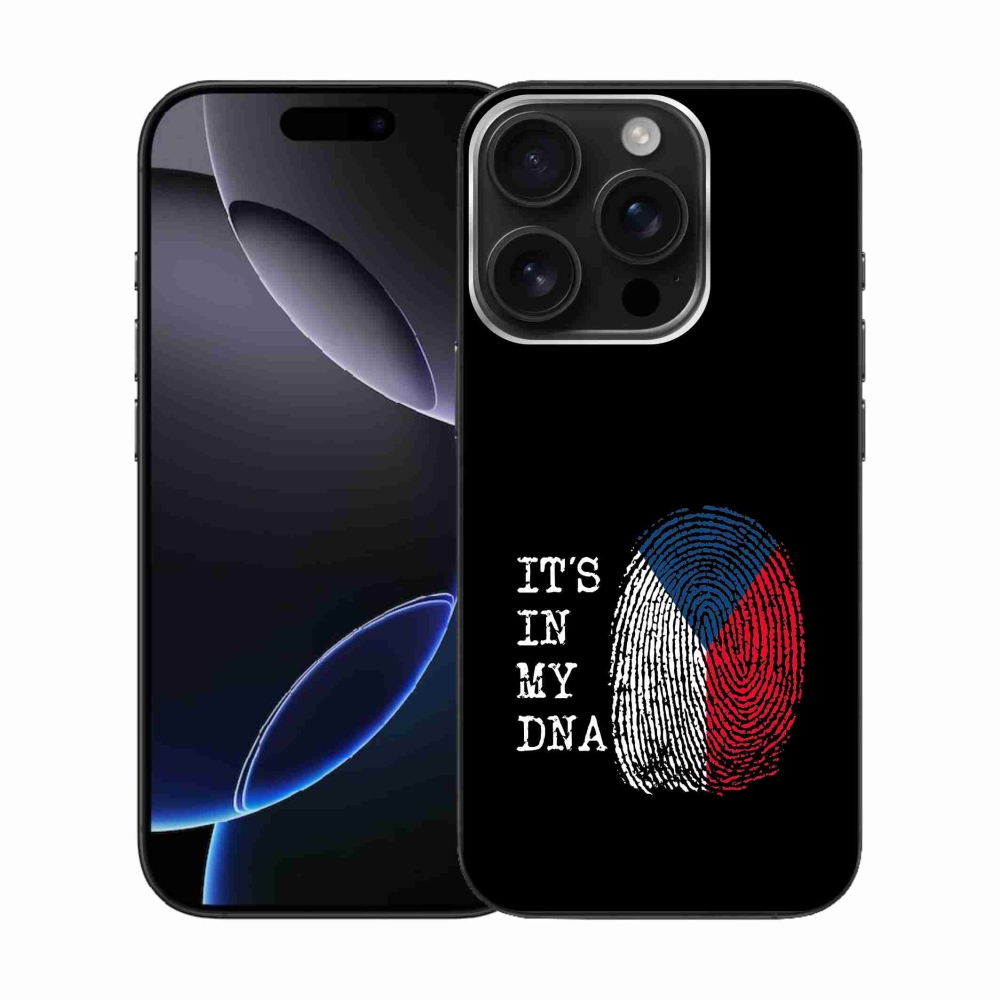 Gelový kryt mmCase na iPhone 16 Pro - vlajka otisk prstu černé pozadí
