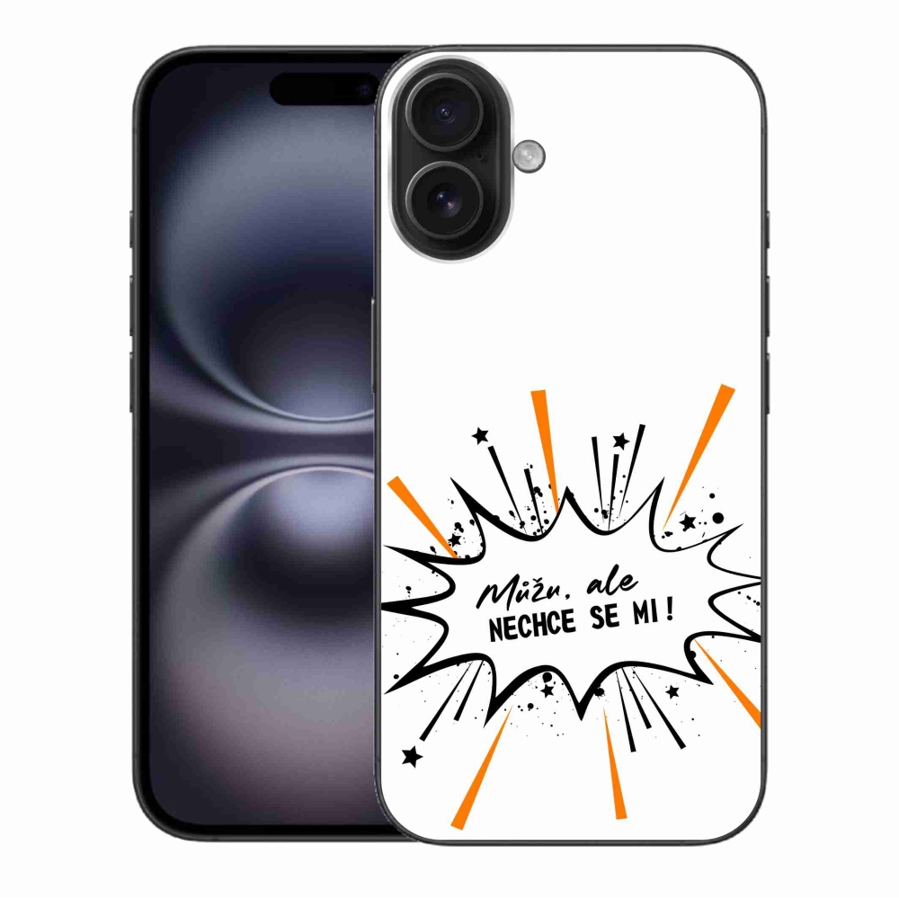 Gelový kryt mmCase na iPhone 16 Plus - vtipný text 11 bílé pozadí