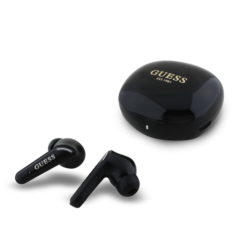 Guess Glossy Classic Logo TWS Bezdrátová Sluchátka Black