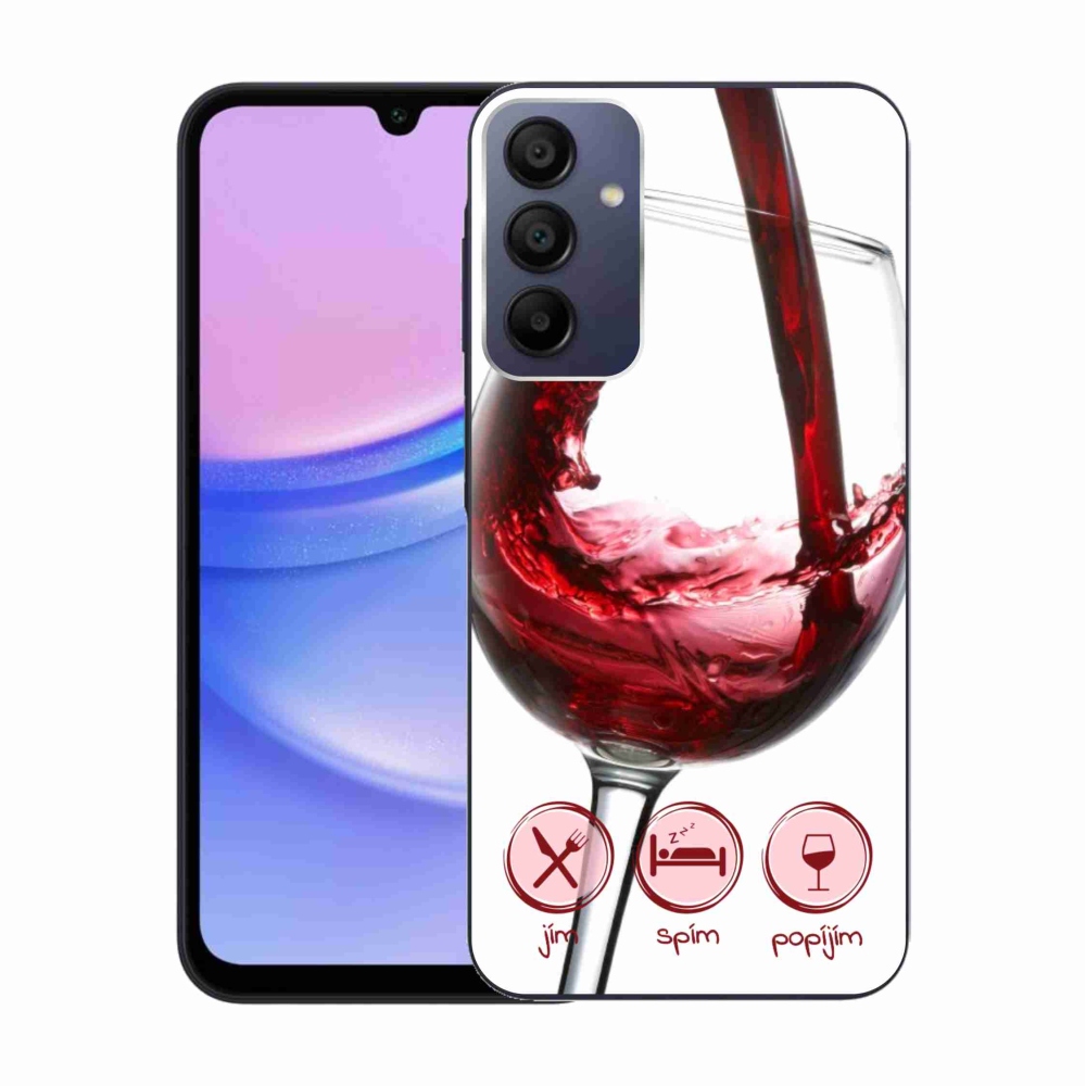Gelový obal mmCase na Samsung Galaxy A15 4G/5G - sklenička vína červené