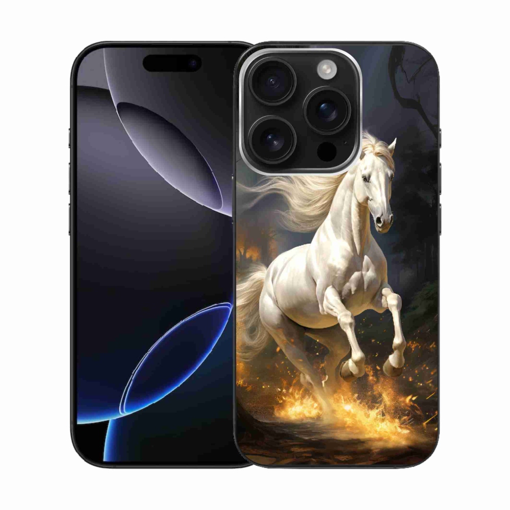 Gelový kryt mmCase na iPhone 16 Pro - bílý kůň 2