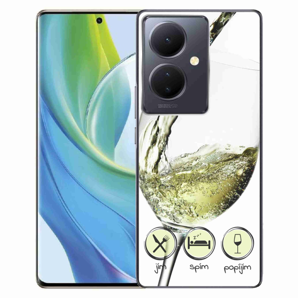 Gelový obal mmCase na Vivo V29 Lite 5G - sklenička vína bílé