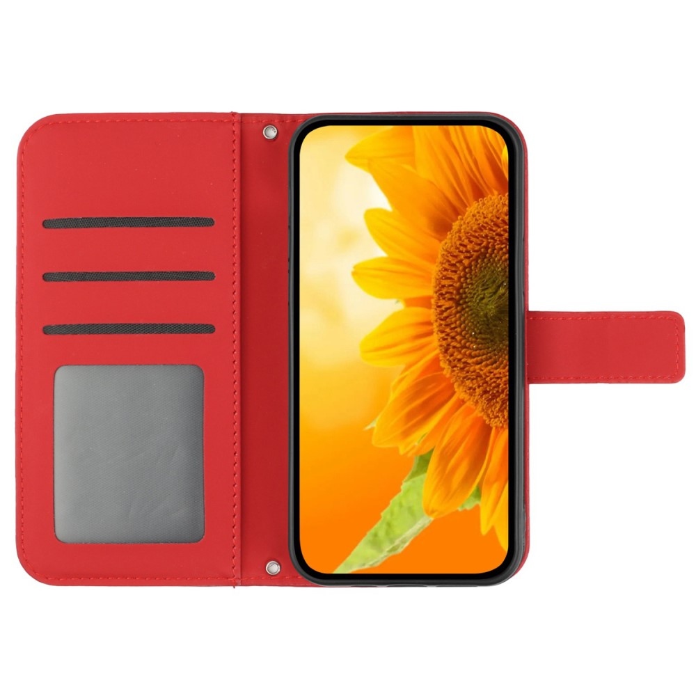 Sunflowers knížkové pouzdro na Xiaomi Redmi Note 14 Pro - červené