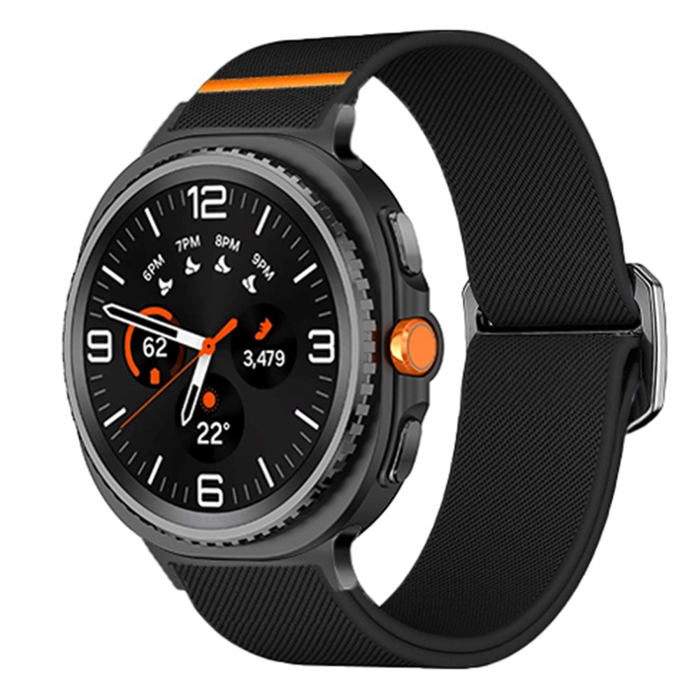 Bull nylonový elastický řemínek na Samsung Galaxy Watch8 Classic 46mm/Watch8 44mm/40mm - černý
