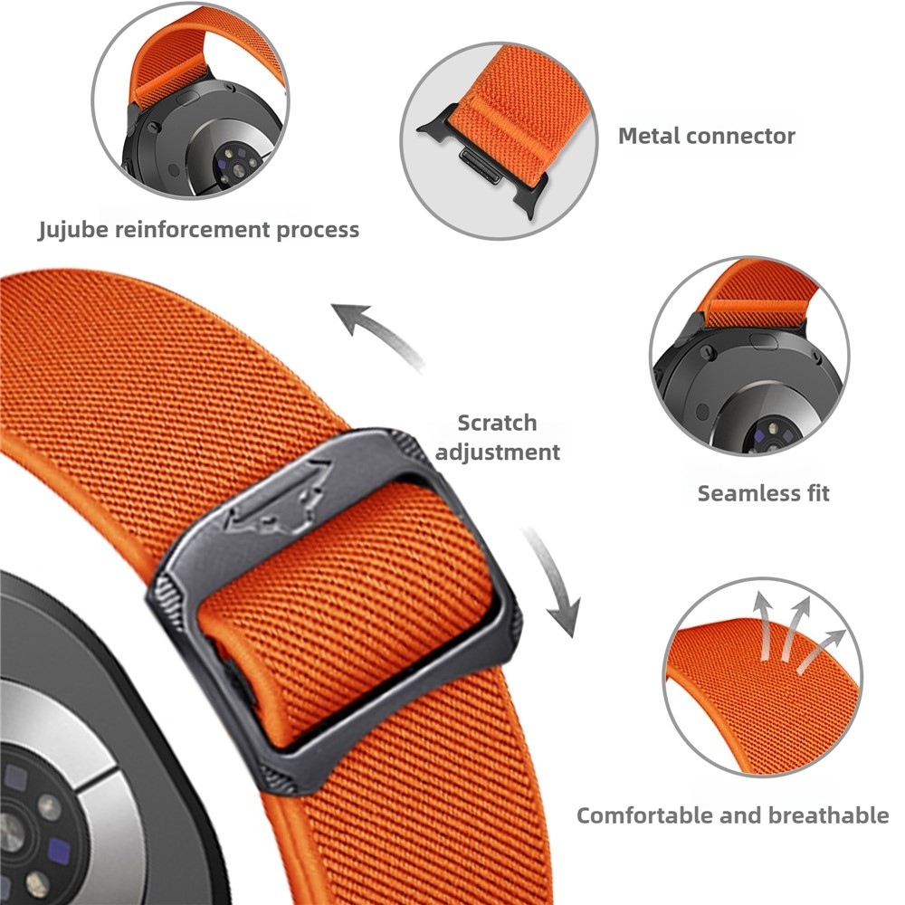 Bull nylonový elastický řemínek na Samsung Galaxy Watch8 Classic 46mm/Watch8 44mm/40mm - oranžový