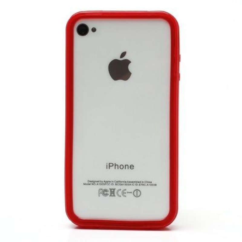 Bumper style gelový rámeček na iPhone 4 a iPhone 4s - červený