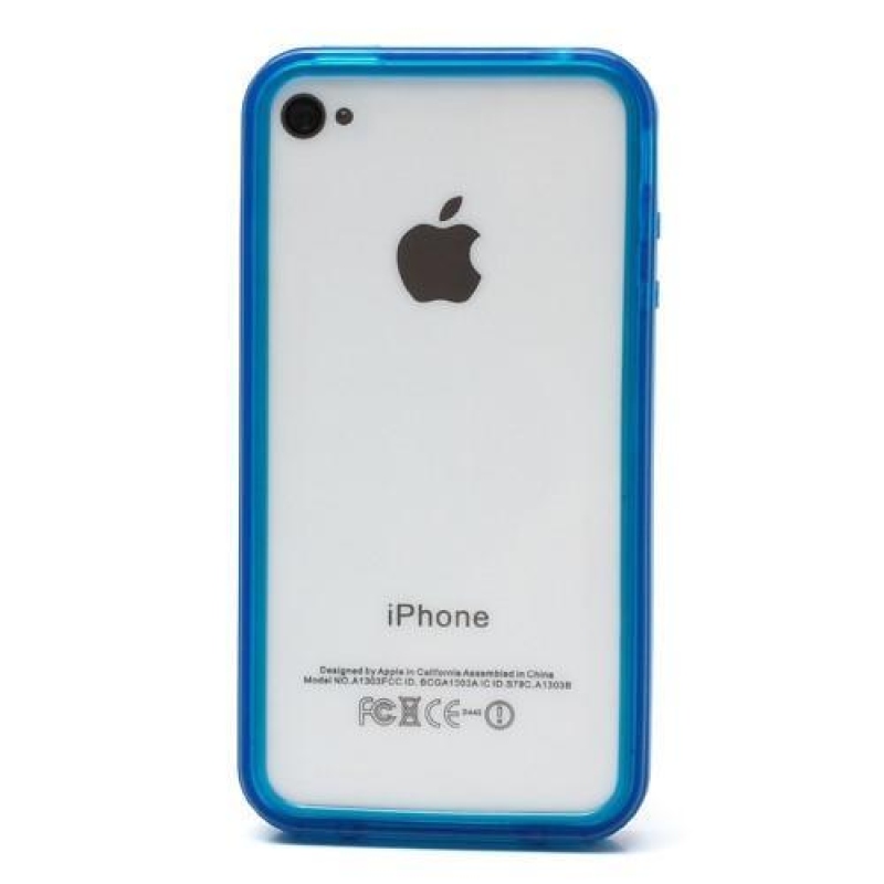 Bumper style gelový rámeček na iPhone 4 a iPhone 4s - modrý