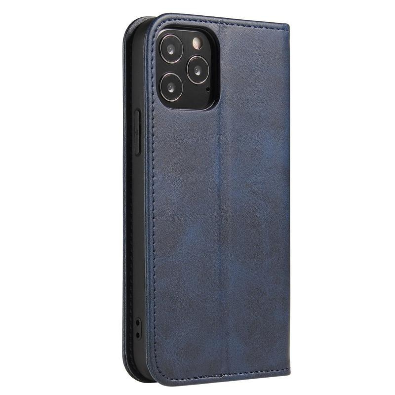 Business PU kožené peněženkové pouzdro na mobil iPhone 12 Pro Max - modré
