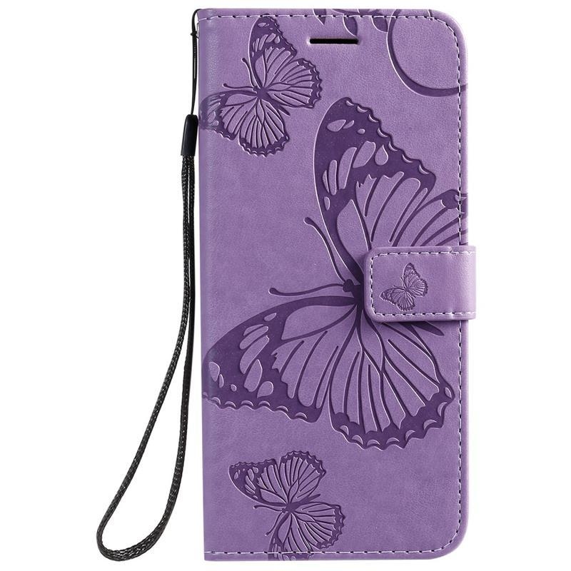 Butterflies PU kožené pouzdro na mobil Samsung Galaxy A51 - fialové