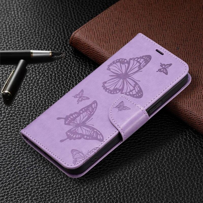 Butterfly knížkové pouzdro na Samsung Galaxy A14 4G/5G - fialové