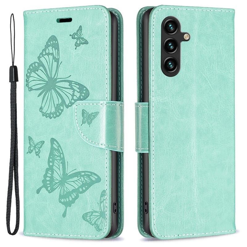 Butterfly knížkové pouzdro na Samsung Galaxy A14 4G/5G - zelené