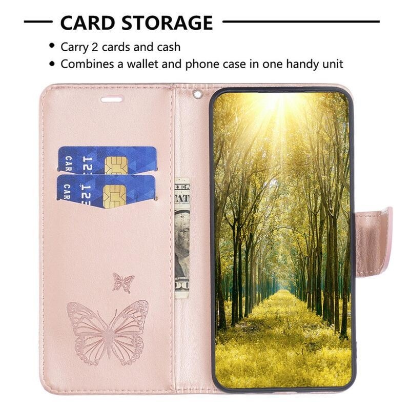 Butterfly knížkové pouzdro na Samsung Galaxy A34 5G - růžovozlaté